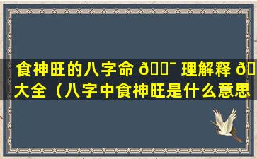 食神旺的八字命 🐯 理解释 🐴 大全（八字中食神旺是什么意思）